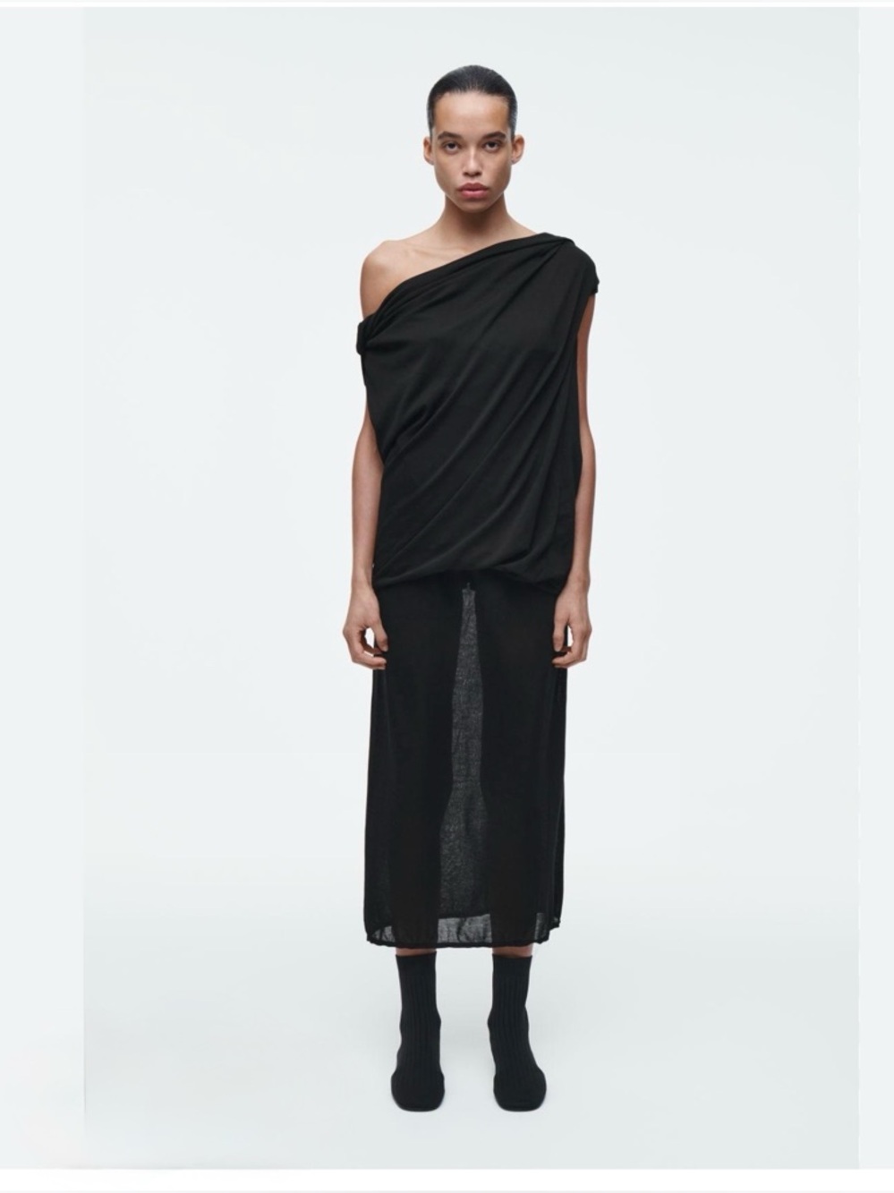 COS SHEER KNITTED SKIRT, Shorts under, Size: M, Color: Black, Never Worn